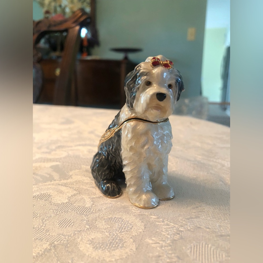 Adorable Black and White Dog Figurine